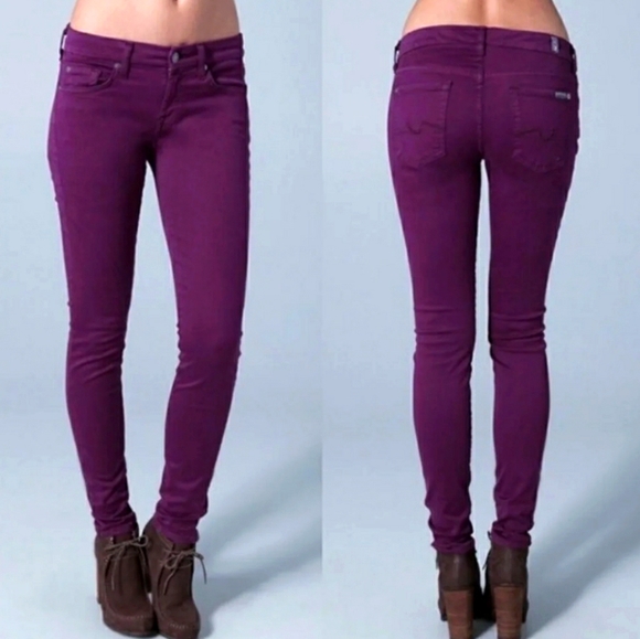 7 For All Mankind Denim - 7FAMK Gwenevere Skinny Jeans Purple Mauve Size 27/ 4